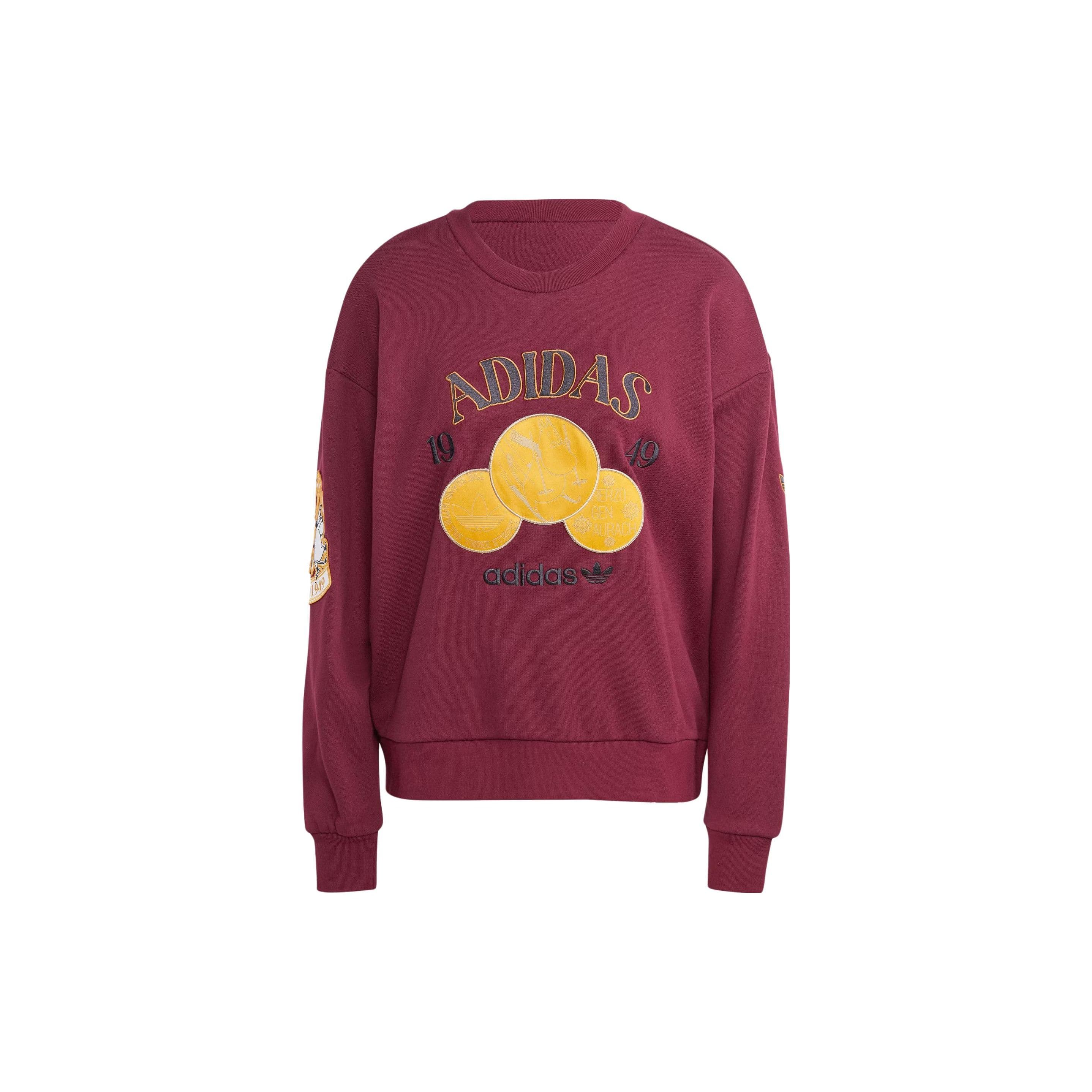 Adidas Originals Moomin Embroidered Letter Pattern Sweatshirt Women Tops Maroon IL2447 M