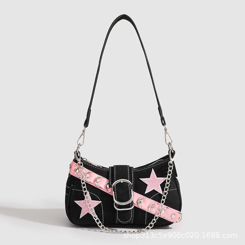 Sweet and Cool Girl High-end Underarm Bag, Original Niche Design, Single-shoulder Baguette Bag for Girls 22.5*7*13cm