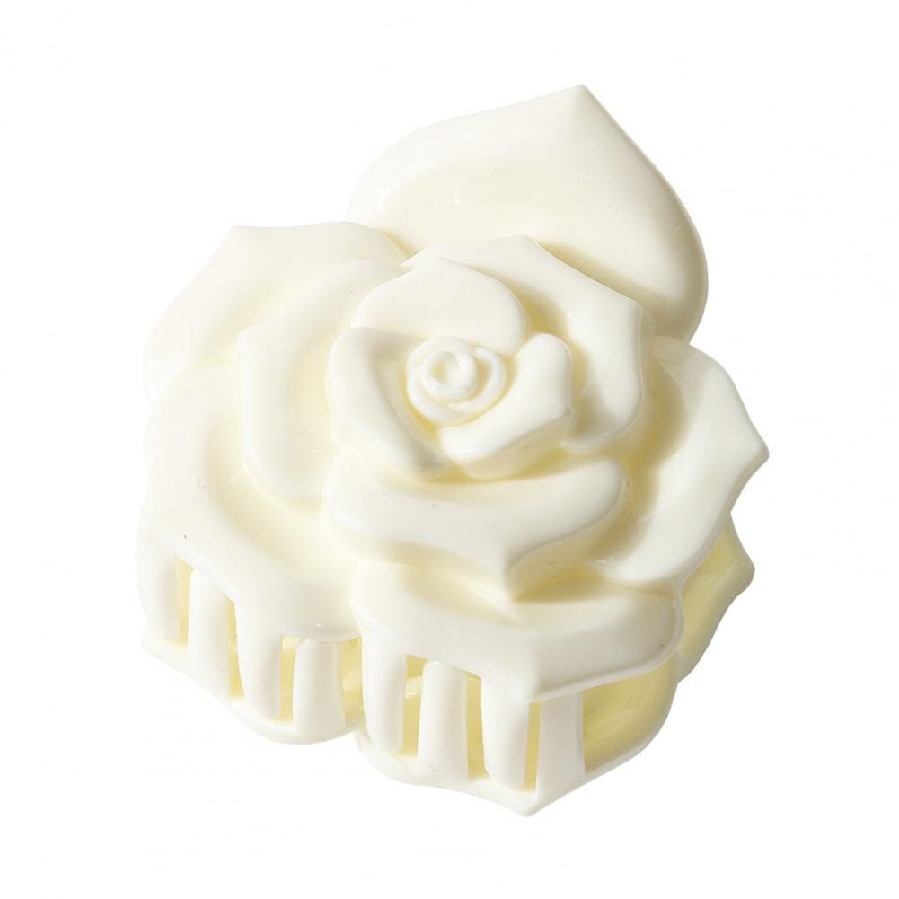 Women Hair Claw 3D Rose Flower Grip Clip Anti-slip Teeth Back Head Clip Large Shark Hair Claw Hair Accessories white