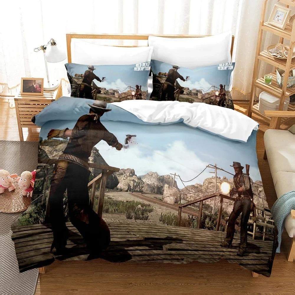 Fashion 3D Red Dead Redemption Bedding Sets Duvet Cover Set With Pillowcase Twin Full Queen King Bedclothes Bed Linen EU Single 135x200cm