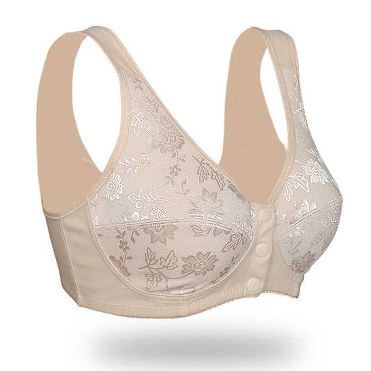 Front Buckle Cotton Bras Women Lingerie Front Close Bra Leisure Comfortble Underwear 80B beige