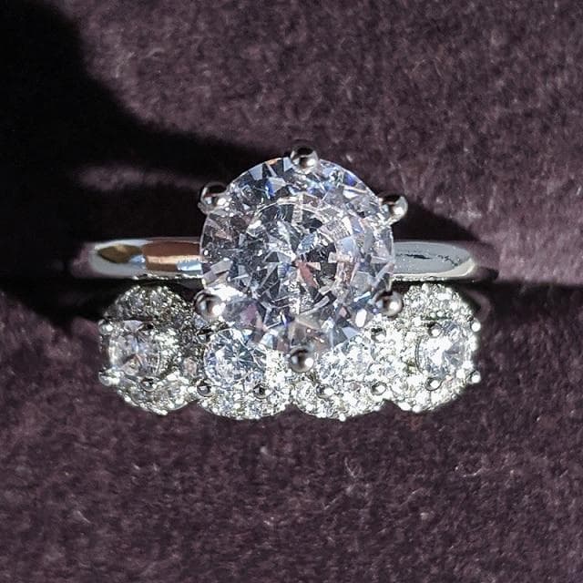925 Sterling Silver Luxury Bold Big Wedding Rings Set for Bridal Women Engagement African Finger Christmas Gift Jewelry R4428 6