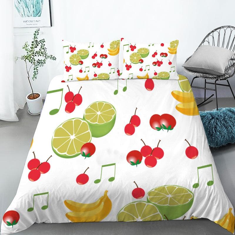 Fruit Bedding Set Full Queen Size For Kids Adults Lemon Watermelon Print Duvet Cover Set Quilt Cover Pillowcases Bedroom Decor AU Double(180x210cm)