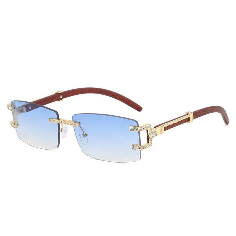 Y2K Vintage Luxury Designer Rimless Diamond Sunglasses Women Crystal Rhinestone Square UV400 Sun Glasses For Men As the photo