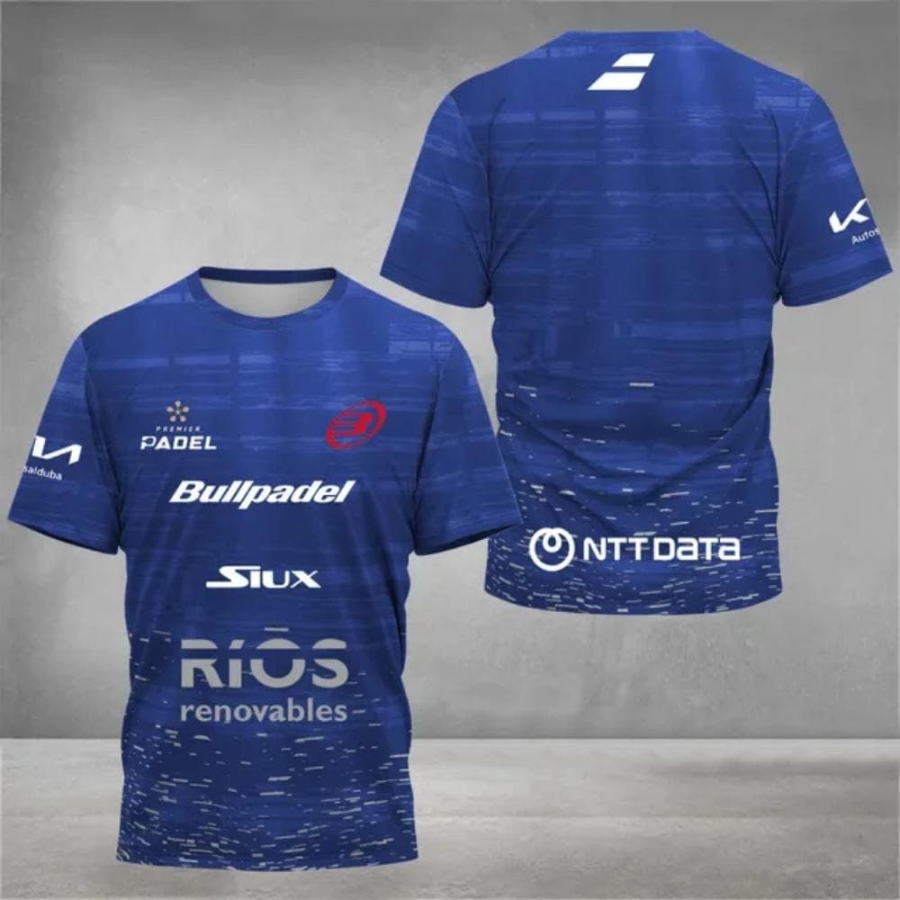 Padel tennis fan breathable quick drying T-shirt, men's tennis training top, 3D printed summer short sleeved clothing, round M