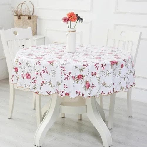 2 Meter Lace Edge Circular Coffee Table Mat PVC Circular Tablecloth Waterproof Anti Scald Anti Oil Wash Free Cloth 137CM Diameter