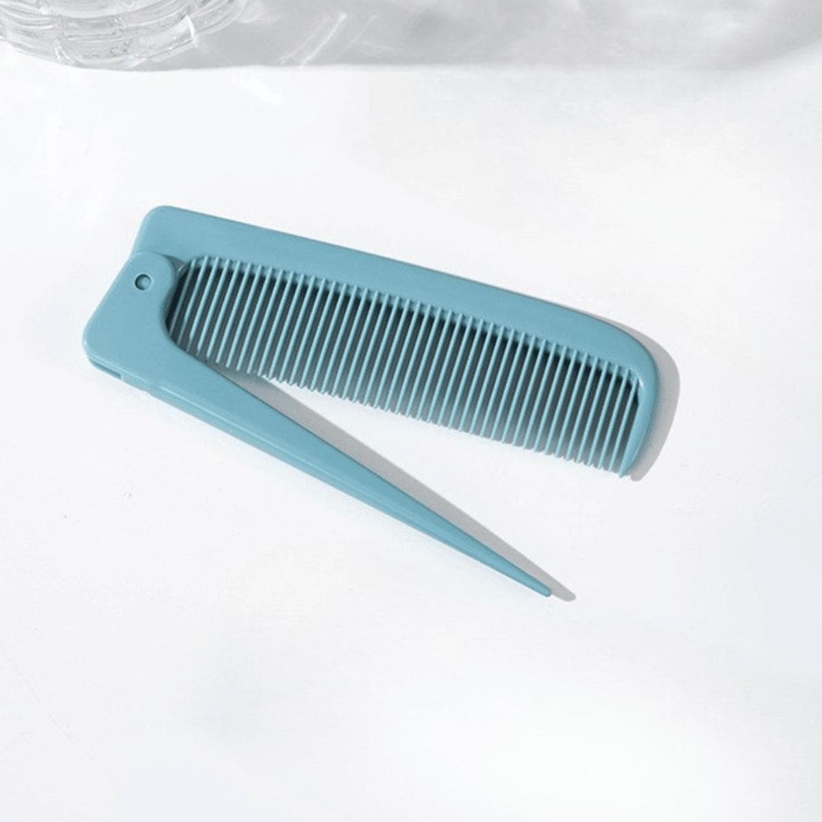 1pc Portable Folding Comb, Folding Pointed Tail Comb, Mini Cute Home Use Scalp Massage Air Cushion Brush, Hair Brush, Comb, Hairstyling Tool blue
