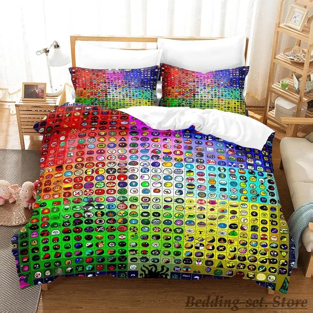 New Countryball Polandballs Bedding Set Single Twin Full Queen King Size Bed Set Aldult Boys Bedroom Duvetcover Sets Anime EU Double(200x200cm)