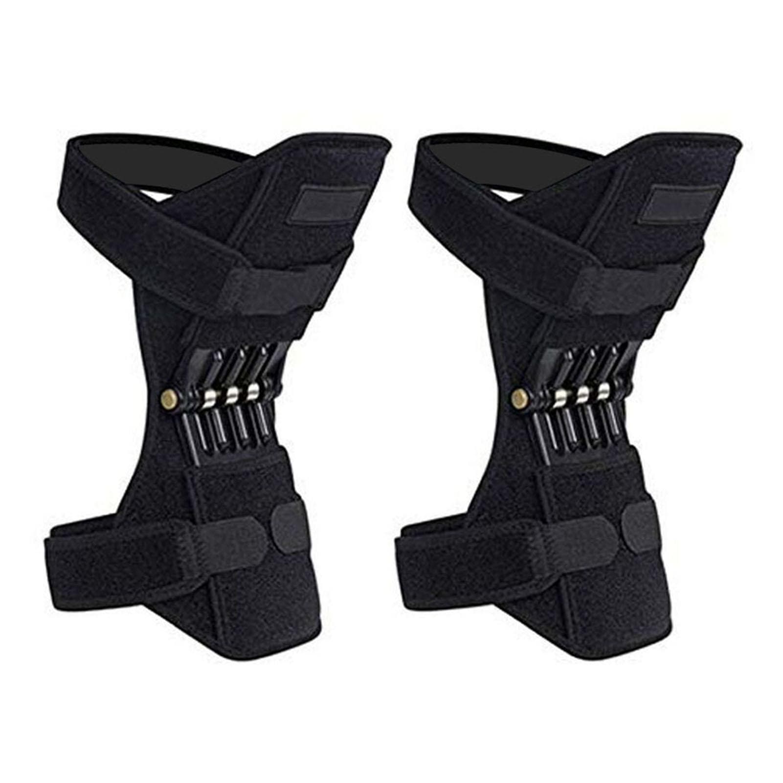 Knee Booster Joint Support Knee Pads Patella Knee Strap Tibial Booster Powerful Rebound Spring 2pcs black