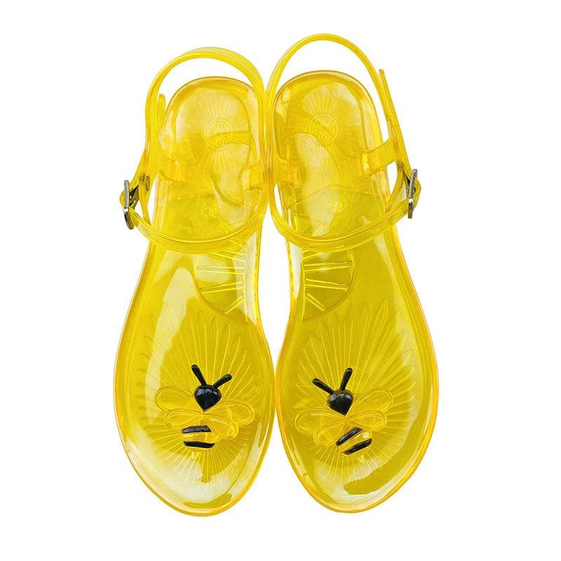 Women's Fruit Jelly Sandals –Clear Soft PVC Summer Slippers, Non-Slip Casual Beach Shoes, Transparent Lemon Sandals 42