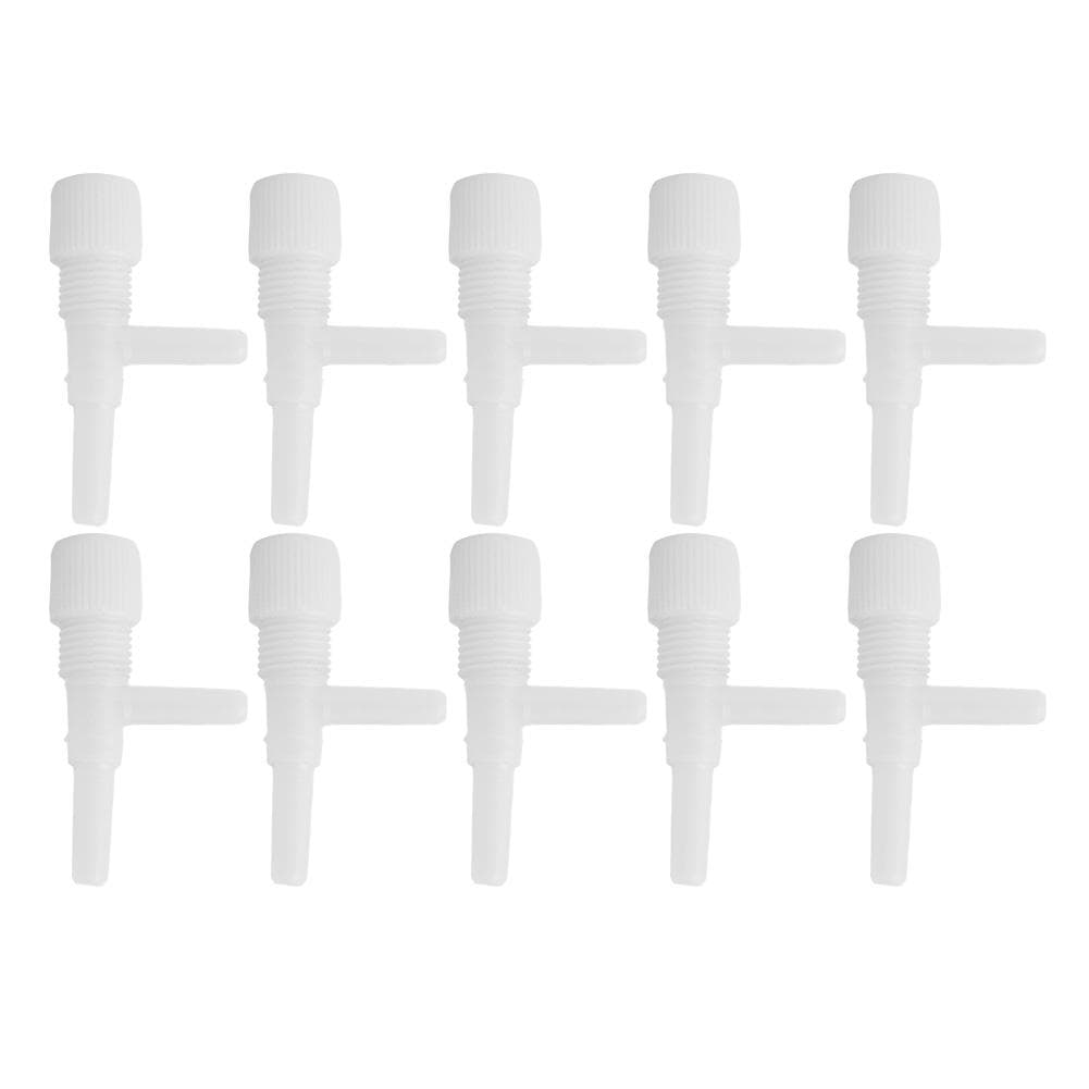 10Pcs Plastic Aquarium Fish Tank 3 Way Air Pump Control Valves (White) White