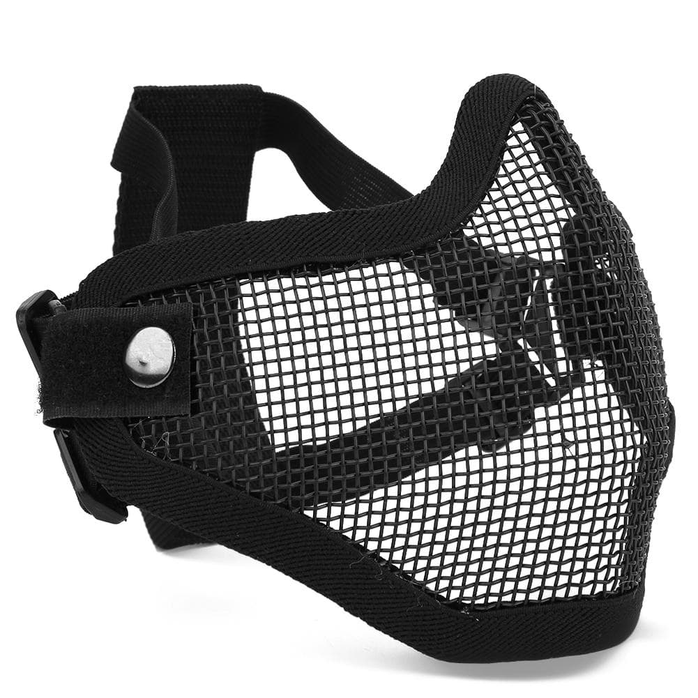 Metal Mesh Face Guard Tactics Half Cover Protective Safety Film Pure Color Anti Riot CS(Black )