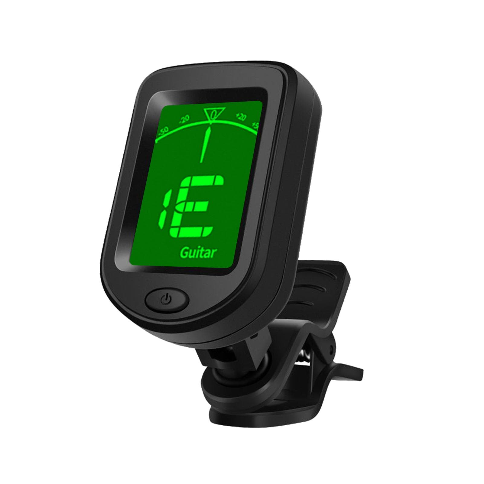 T-02 Guitar Tuner Clip-on Chromatic Digital Tuner LCD Display Mini Size Tuner for Acoustic Guitar black