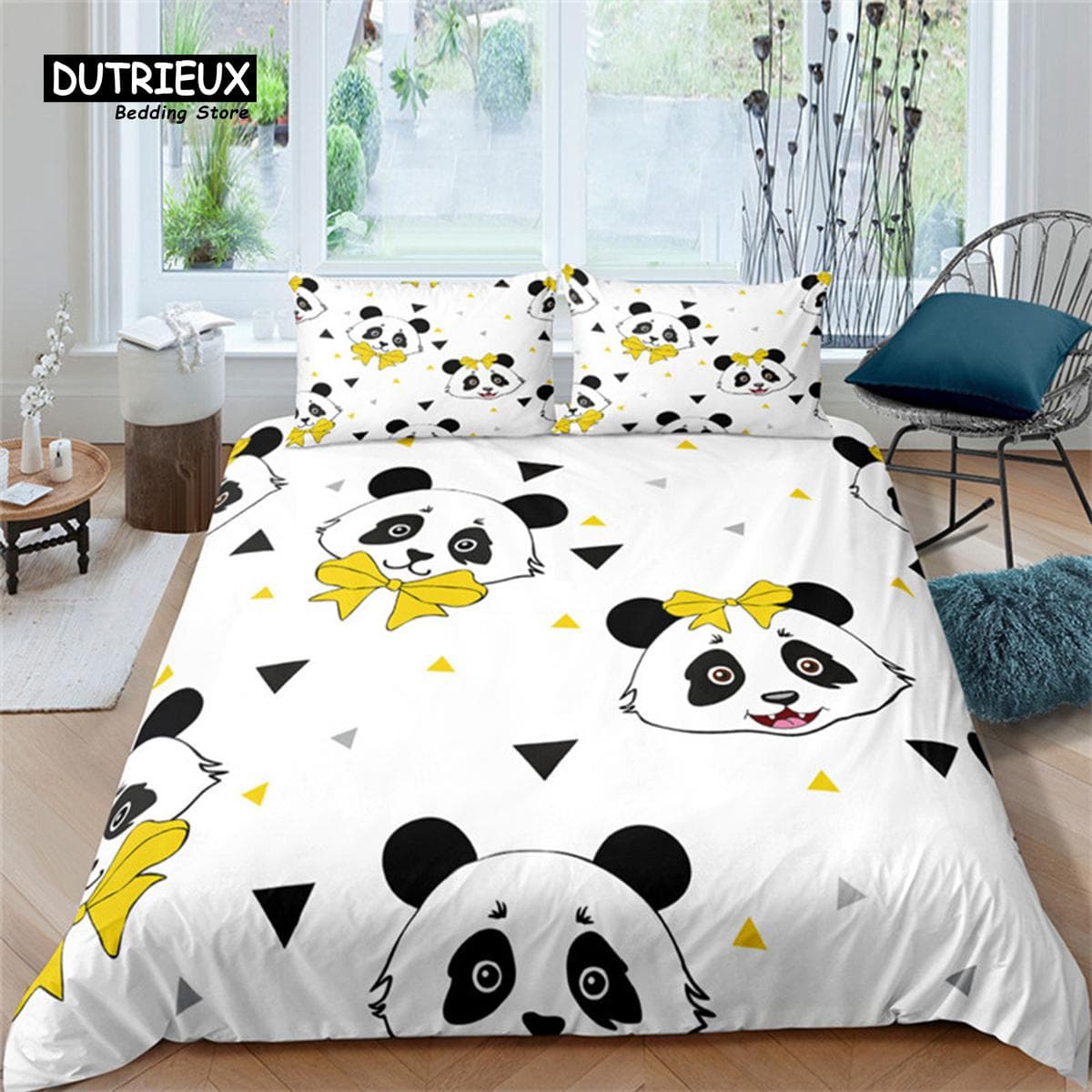 Cartoon Cute Panda Duvet Cover Twin For Boys Girls Kids Teens Soft Animal Theme Panda Bedding Set With Pillowcases Bedroom Decor US King(264x228cm)