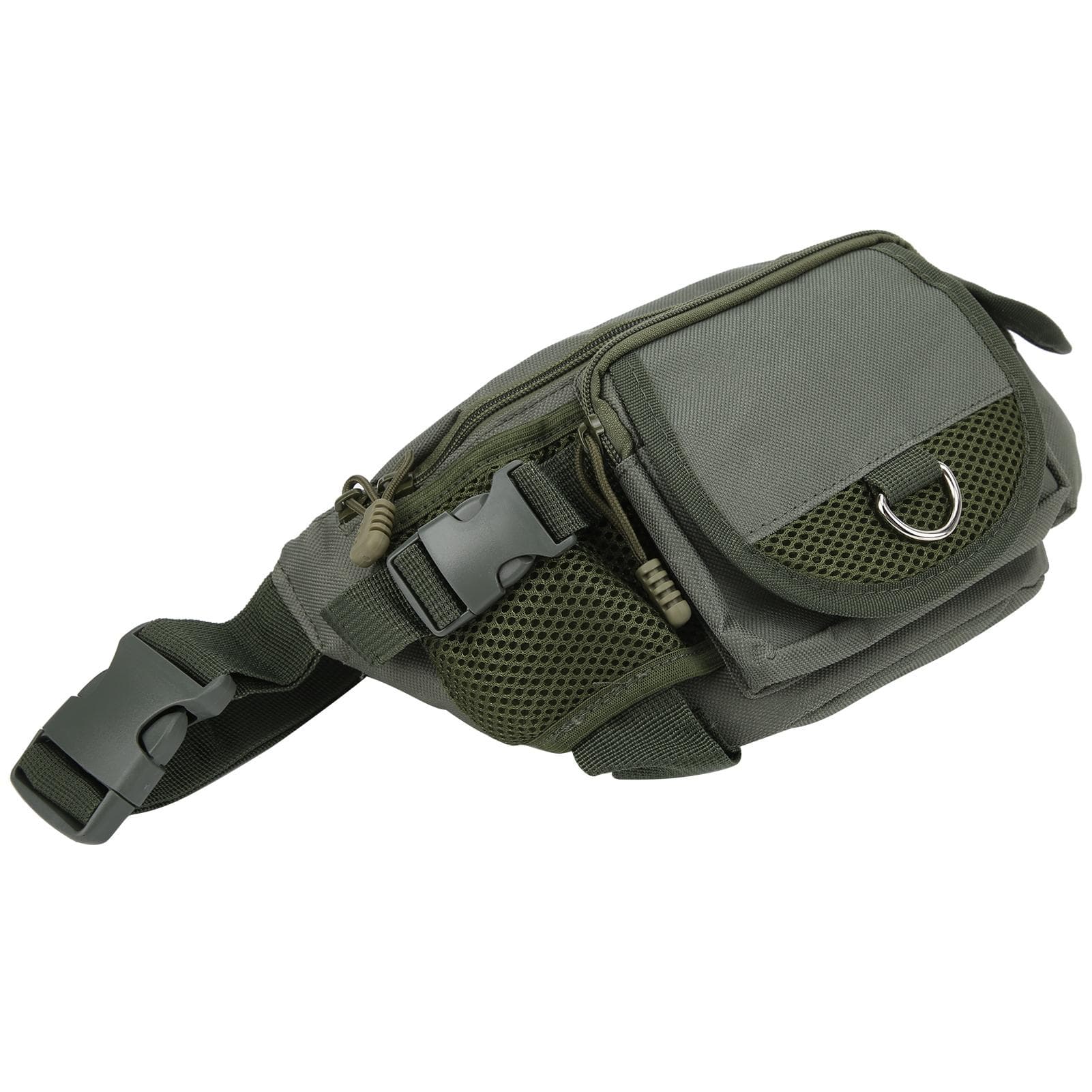 Fishing Bag Portable Polyester Storage Pack Bumbag Adjustable for Outdoor Hiking ClimbingMilitary