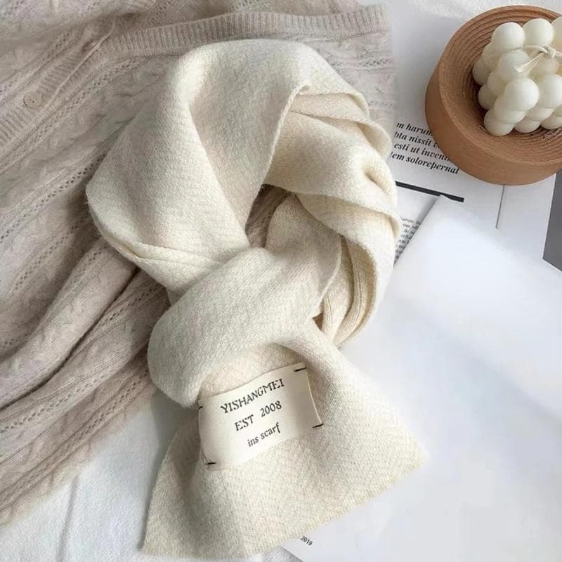 Women's Fashion Winter Scarves High Quality Knitted Scarf Vintage Stripe Pattern Scarves Winter Outdoor Warm Scarves 150cm beige