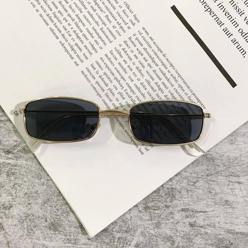 Metal Vintage Rectangle Black Sunglasses Small Oval Women Sun Glasses Men Women Shades Eyewear Clear Lens Uv400 Glasses