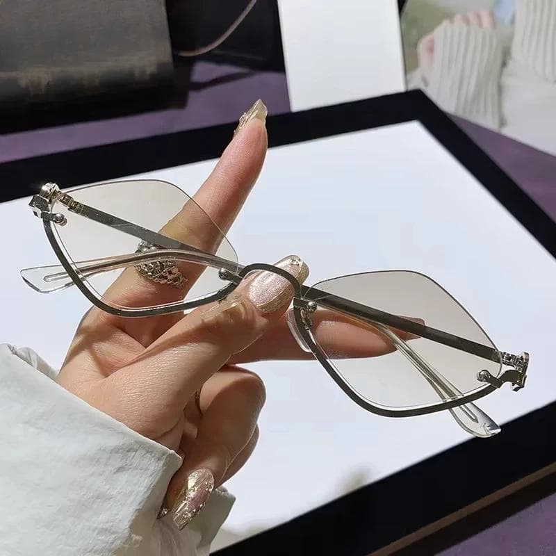 UV400 Sunglasses for Men Women Trendy Dopamine Small Frame Vintage Half Frame Diamond Shaped Outdoor Eyewear