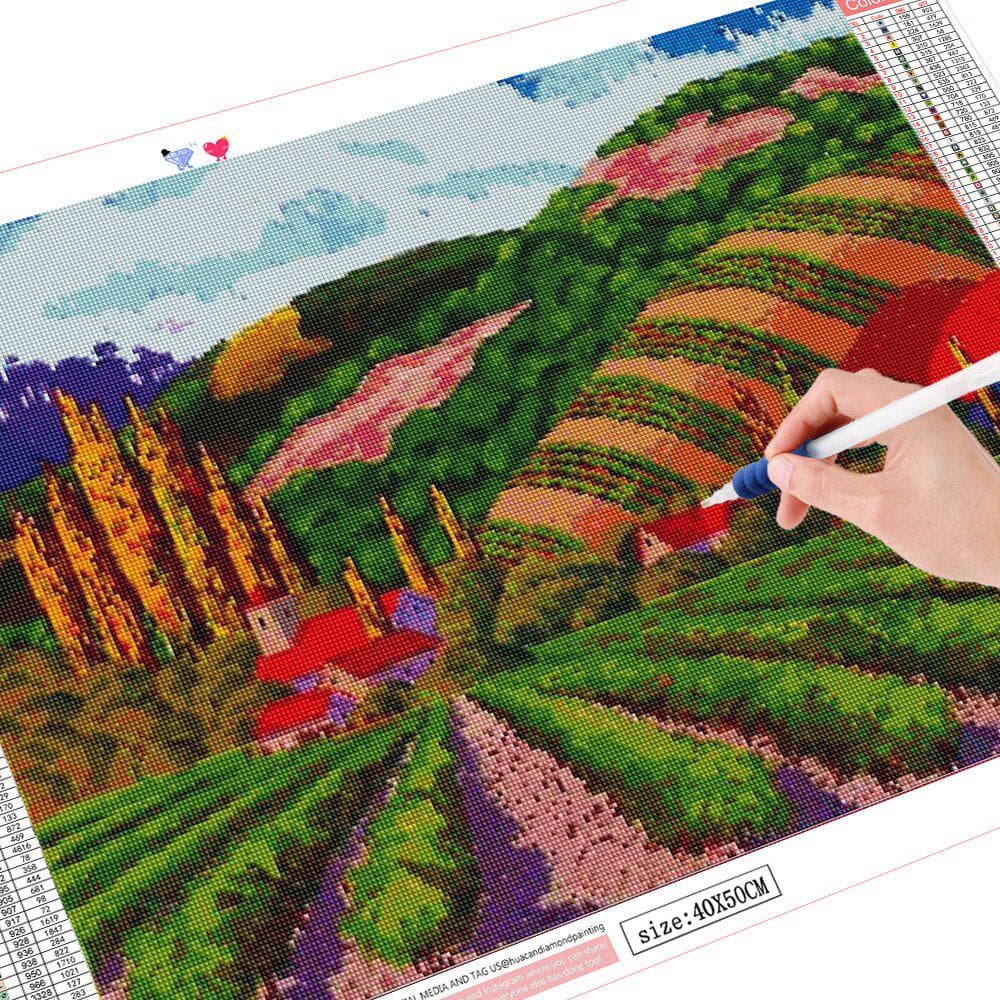 5d Diamond Embroidery Cross Stitch Landscape Diamond Painting Field Diamond 20X30CM