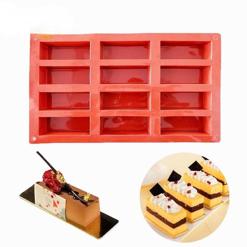 Cavity Silicone Protein Bars Mold Rectangle Granola Bar Baking Tool Mould Silicone Mold French Cake Mold Dessert Tool red