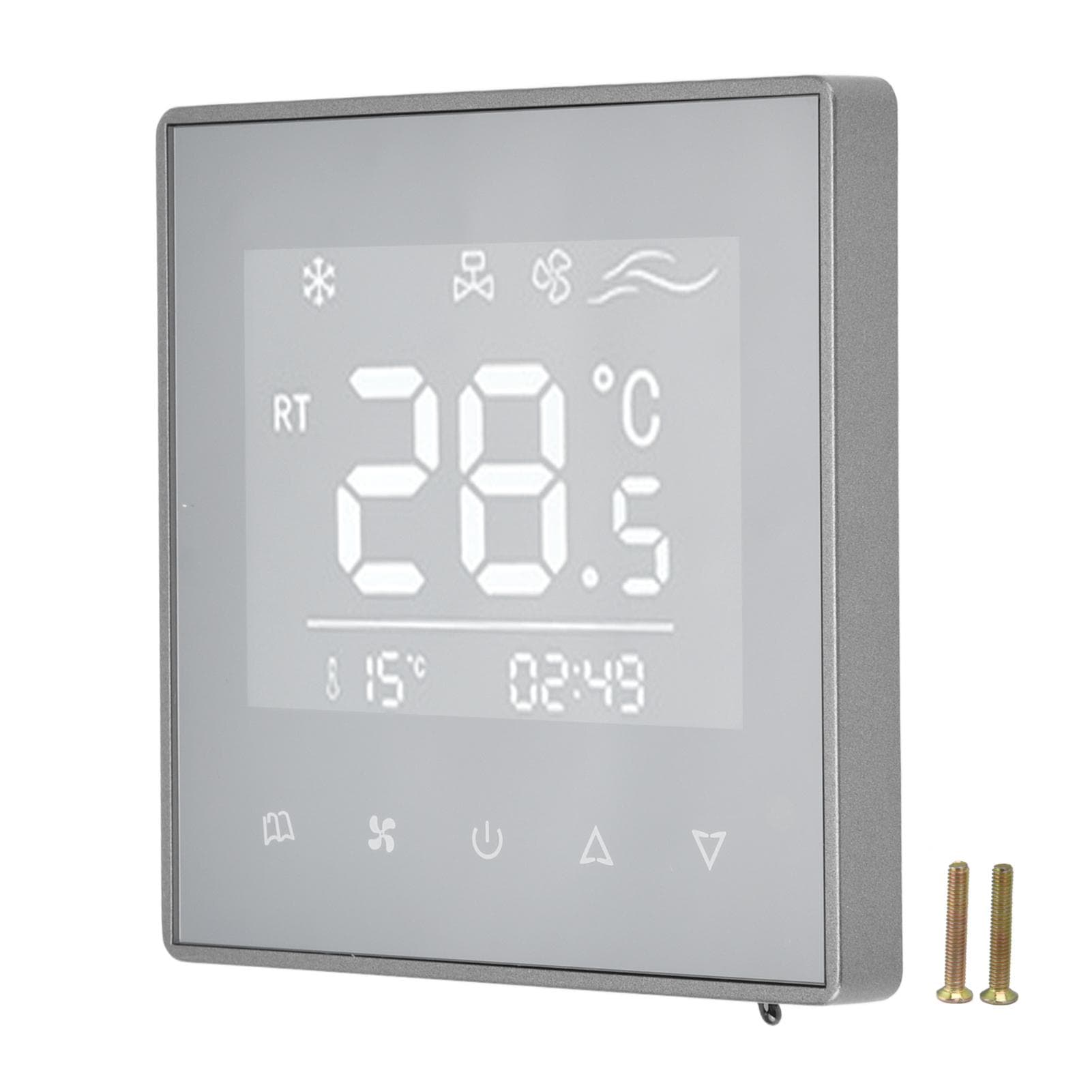 Digital Thermostat LCD Display Touchscreen Smart Air Conditioning Temperature Controller for Home gray