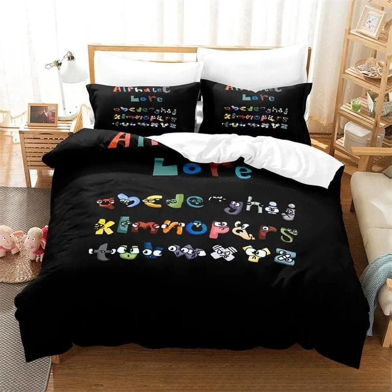 3D Print Cartoon Alphabet Lore A-Z Bedding Set Boys Girls Twin Queen Size Duvet Cover Pillowcase Bed Kids Adult 2/3pcs 135X200cm
