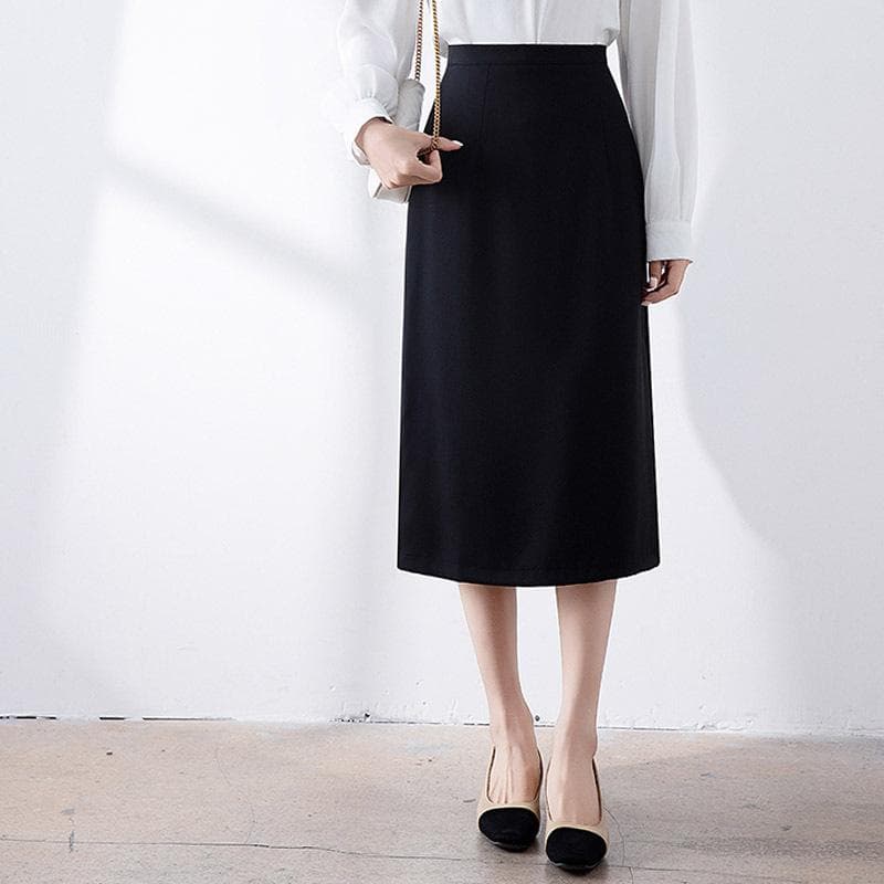 New Black Skirt Women's Small Skirt Formal Hip-packing Long Skirt A-line Suit Skirt XL black