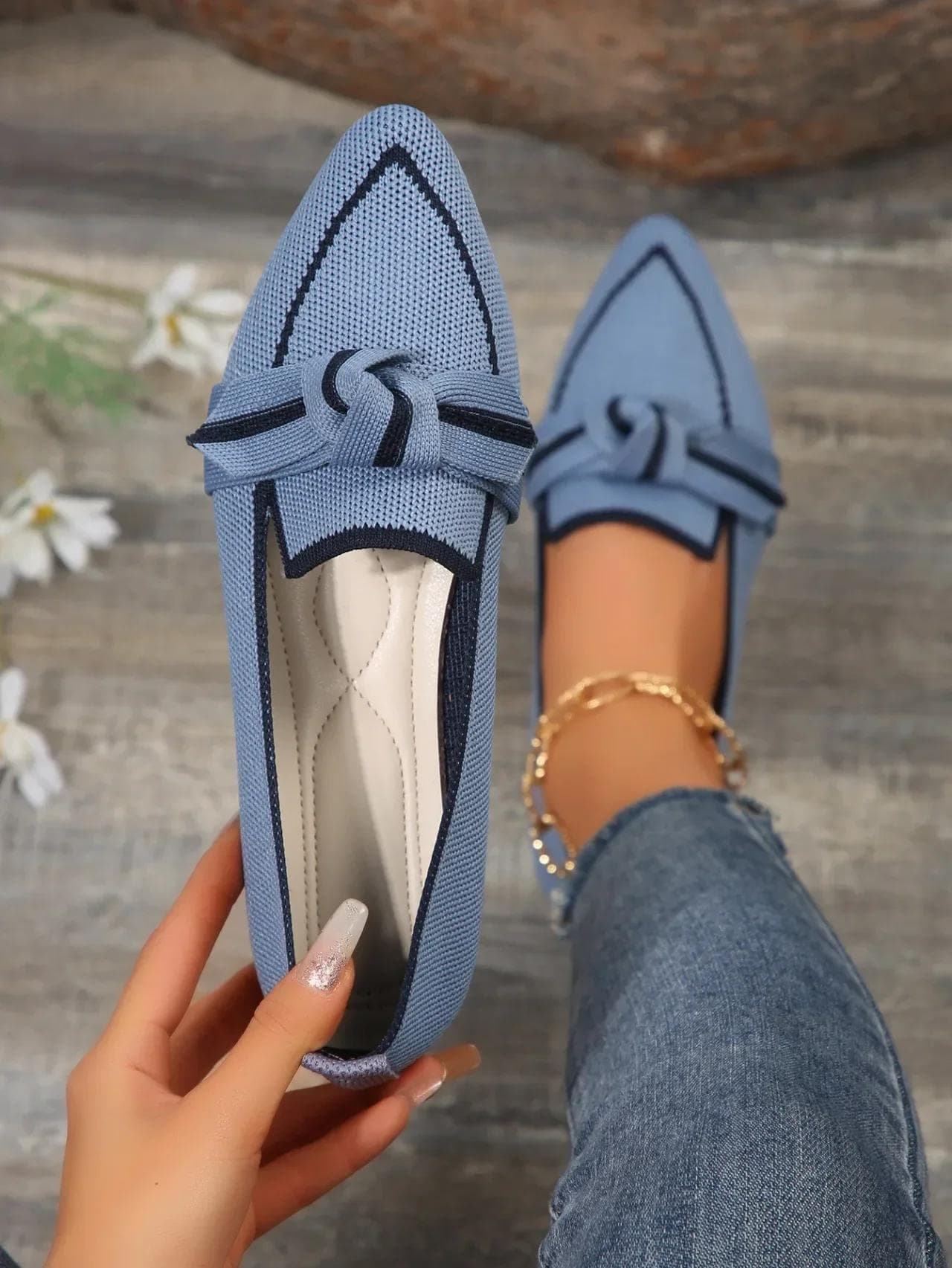 Women's Shoes Leopard Print Flats Pointed Toe Flat Casual Loafers Retro Slip on Women Shoe Walking Sport Shoes Zapatillas Mujer 39 royal blue
