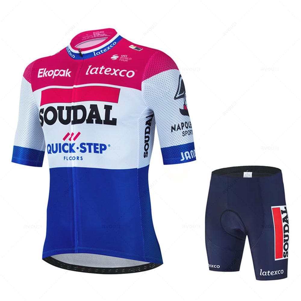Soudal Quick Step Cycling Jersey Set Summer Belgium Bicycle Breathable Men MTB Bike Clothing Maillot Ropa Ciclismo Uniform Suit 4XL