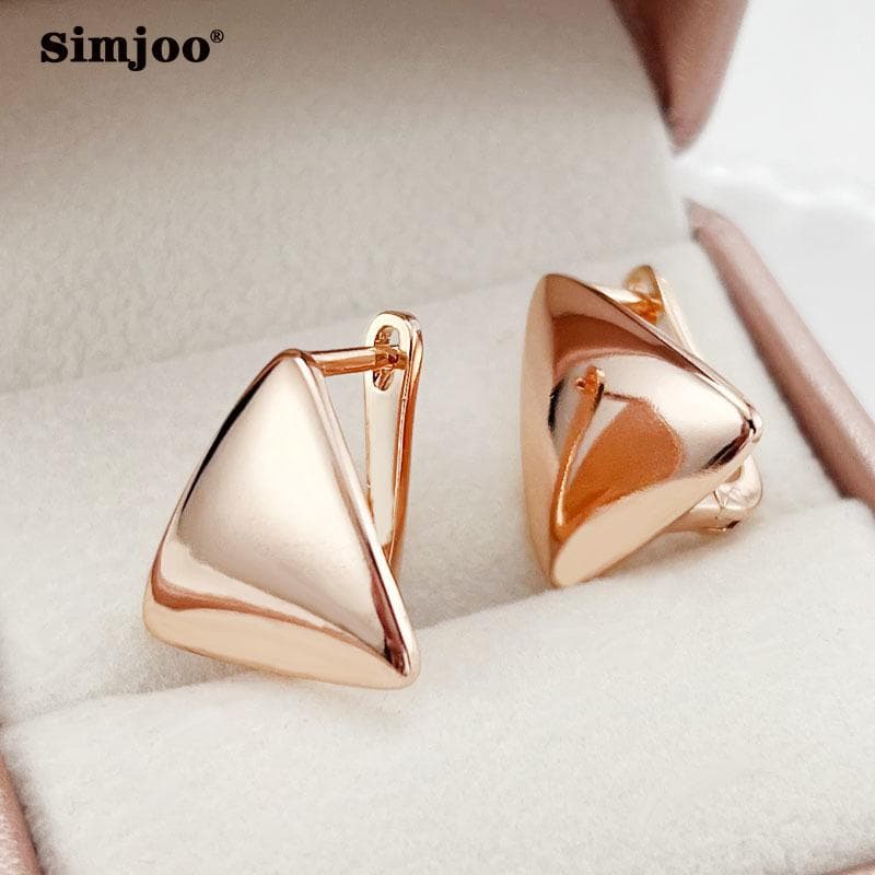 SIMJOO Geometric Fashion Style Polished Rose Gold Color Earrings