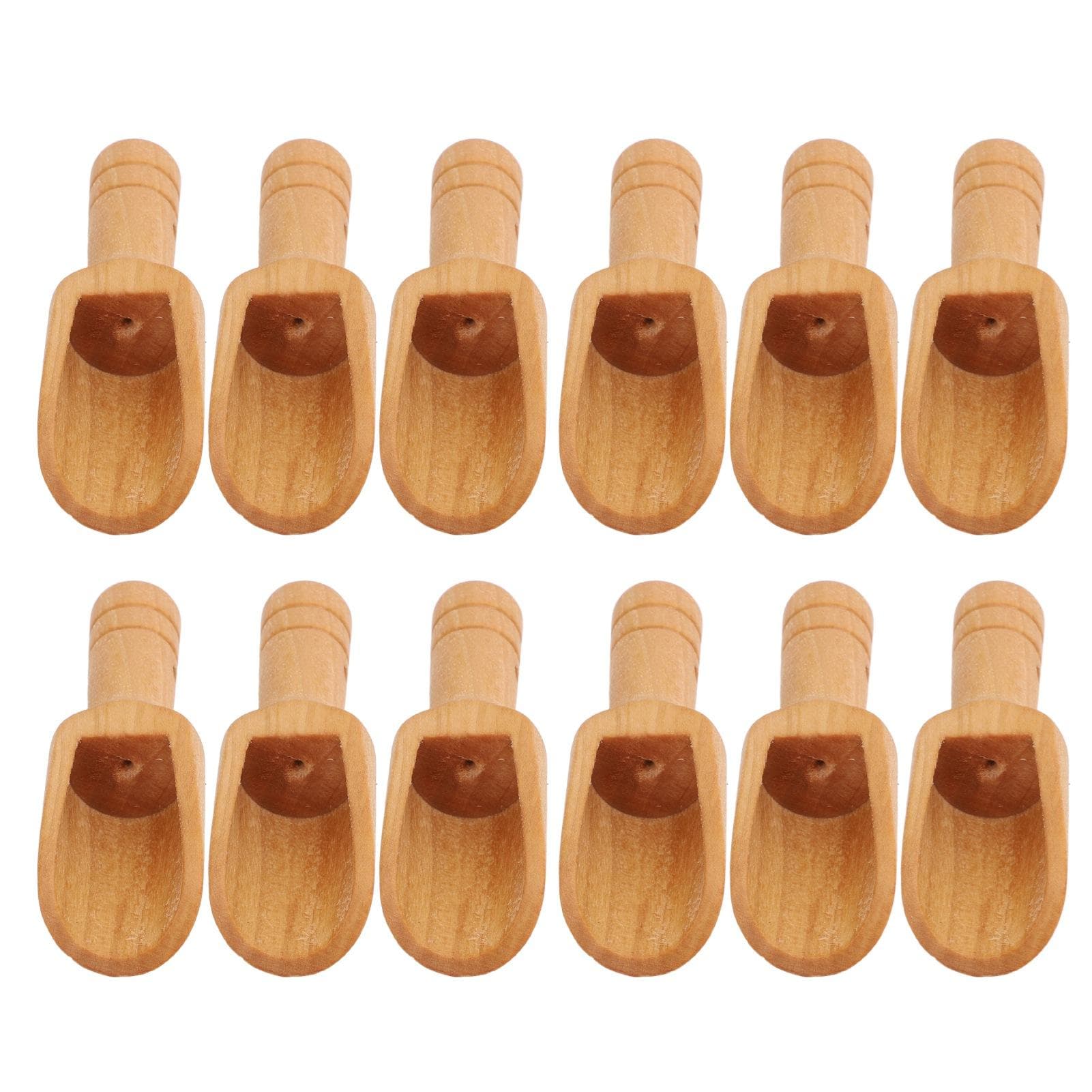 12 Pcs Small Wooden Scoops Mini Bath Salts Spoon Spice Flour Bath Salt Sugar Cereal Coffee Spoon