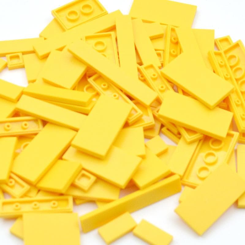 150PCS DIY Model Smooth Thin Building Blocks Multicolour Toy Parts Bulk Figures Flat Tile Bricks Educational Children Toys yellow