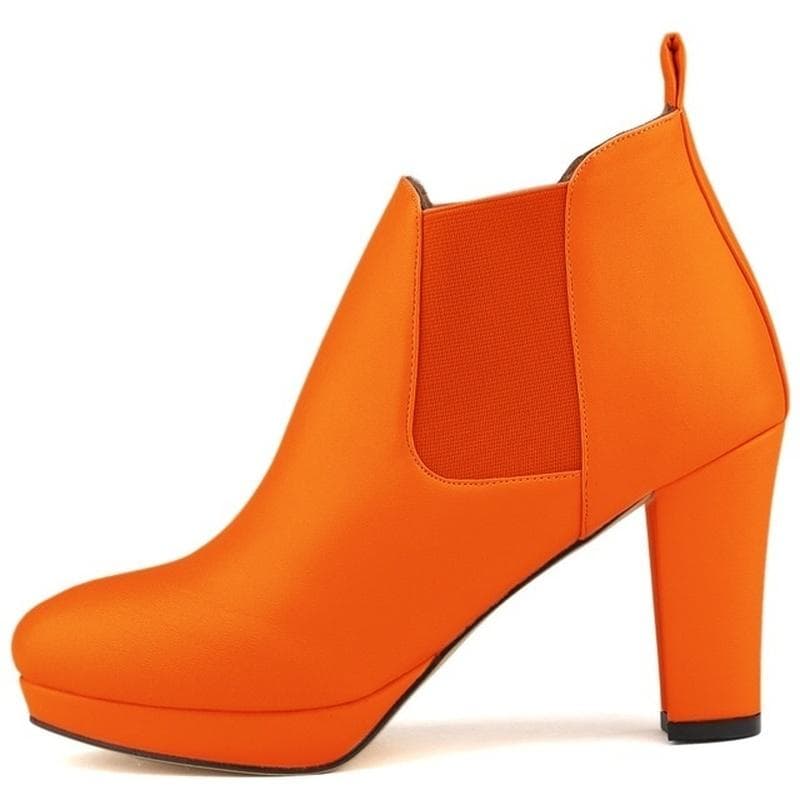 Winter Fashion Women Ankle Boots Thick High Heels Snow Boots Platform Pumps Plus Velvet Keep Warm Women Boots 36 orange