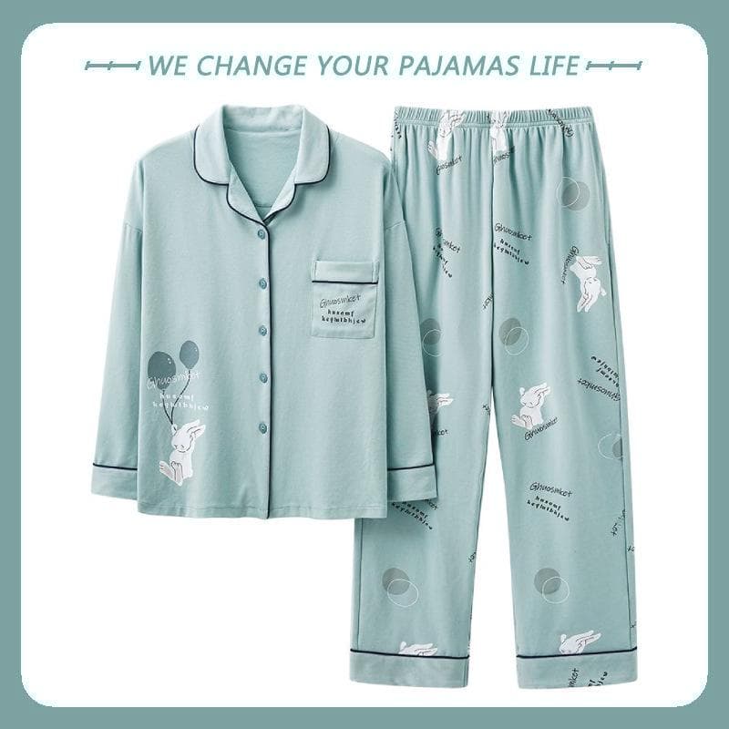 Women's 100% Cotton Pajamas: Thin, Loose, Long-Sleeved for Spring, Summer & Autumn - Wear Indoors or Out XXXL