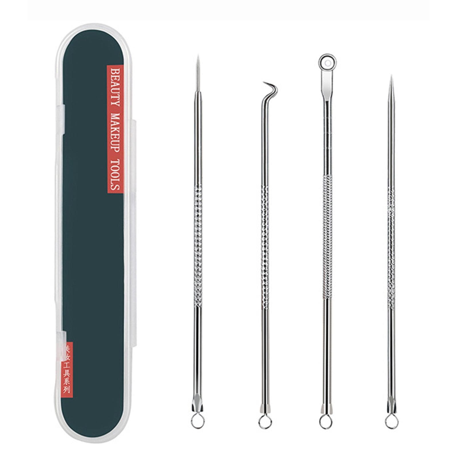 4PCS Stainless steel Acne Removal Kit Blackhead Remover Facial Pimple Comedone Needle silver