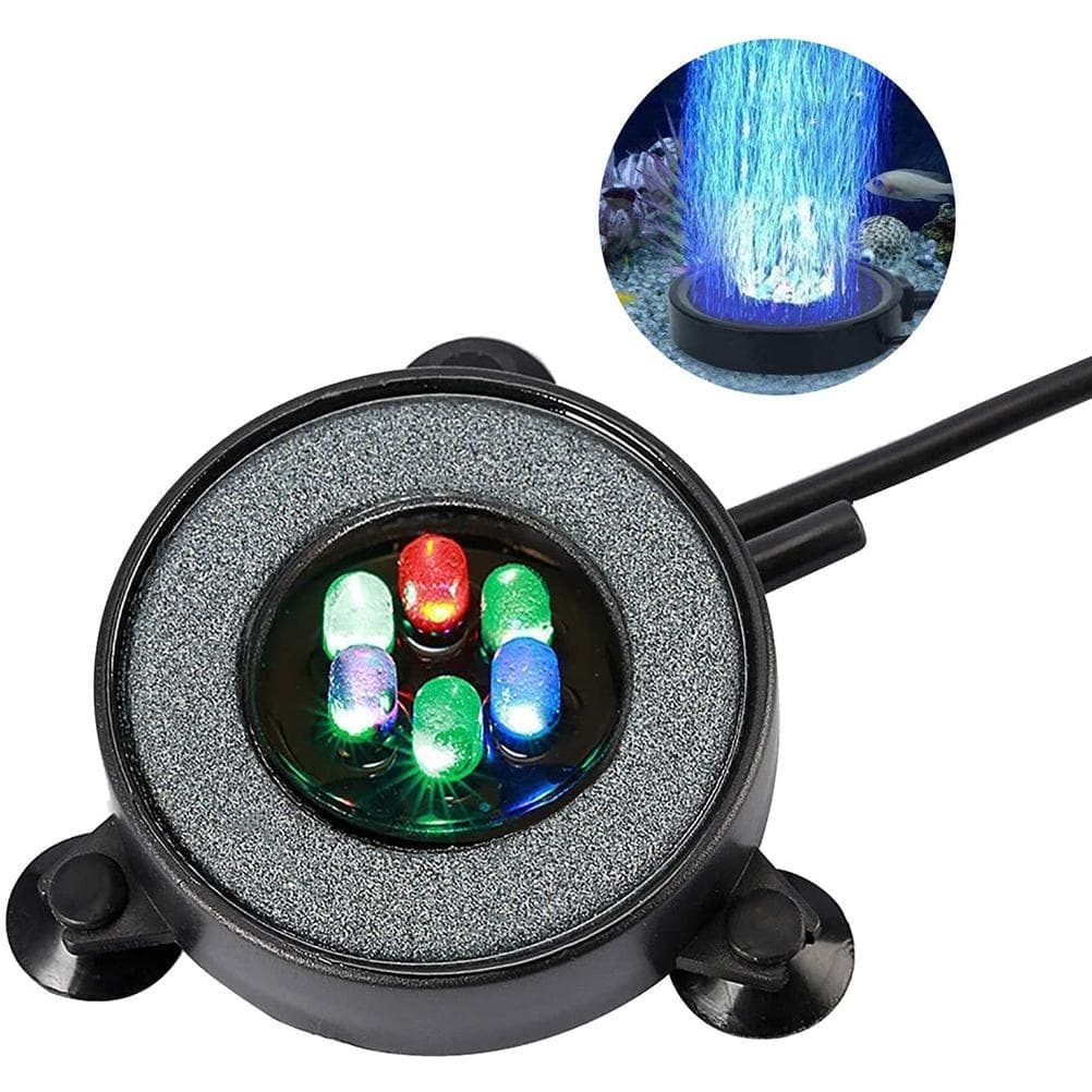 Round Aquarium Bubble Light with Color Changing LED Lights Air Pump Light Bubble Lamp black