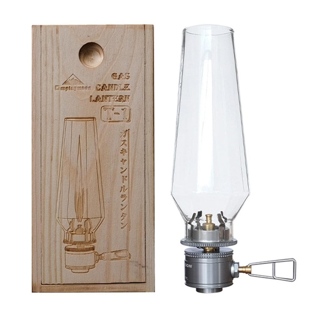 Outdoor Gas Candle Lamp Tent Lantern Light for Backpacking Camping Hiking Fishing silver