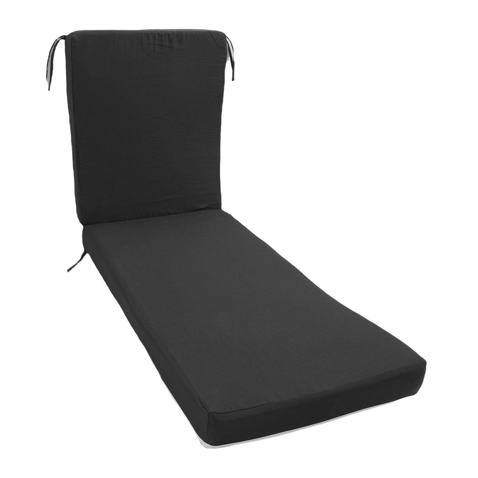 Lounge Chair Cushion with Ties Removable Rain Proof Fade Proof Sun Lounger Replacement Cushion for black