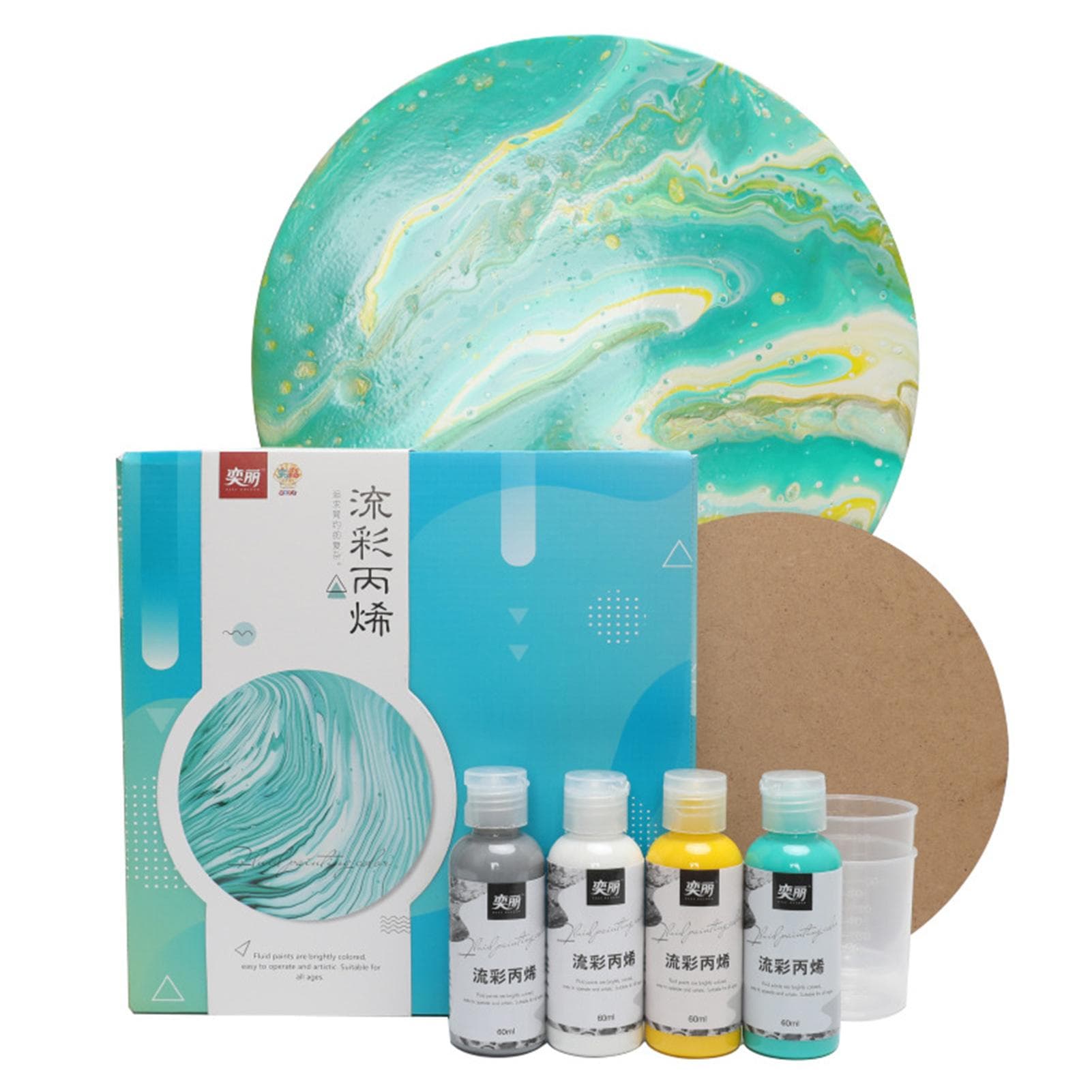 Acrylic Pouring Paint Set of 4 Bottles (2oz60ml) Bottles High Flow Liquid Acrylic Paint for Canvas green