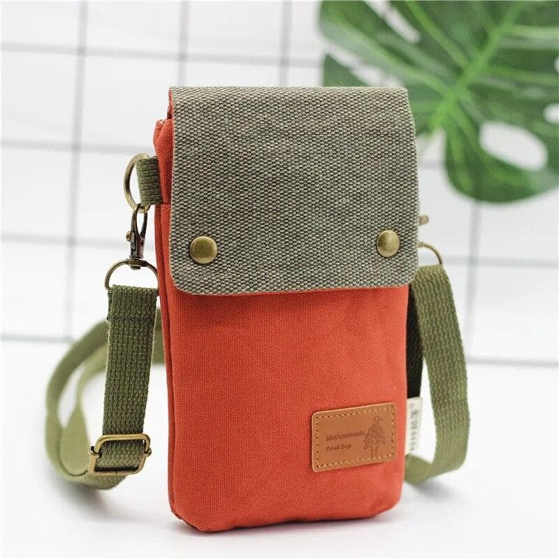 Canvas Women's Coin Purse Shoulder Crossbody Bag Brands 2024 Ladies Handbag Female Phone Wallet Money Pouch Carteira for Girls orange
