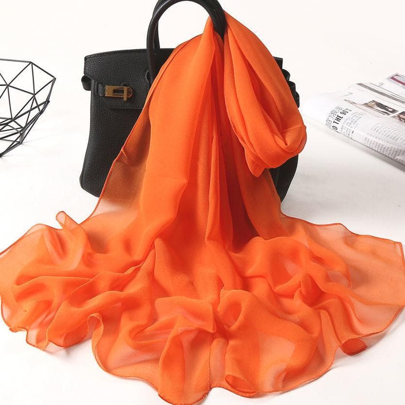 Solid Color Silk Scarf Fashion Scarves Wrap Long Lightweight Shawls for Women, 160*50cm orange
