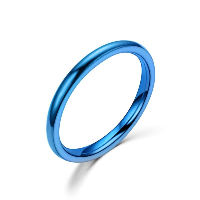Smooth Stainless Steel Couple Rings Simple Glossy Finger Ring Wedding Band Men Women Party Fashion Rings Jewelry Gift 6 blue