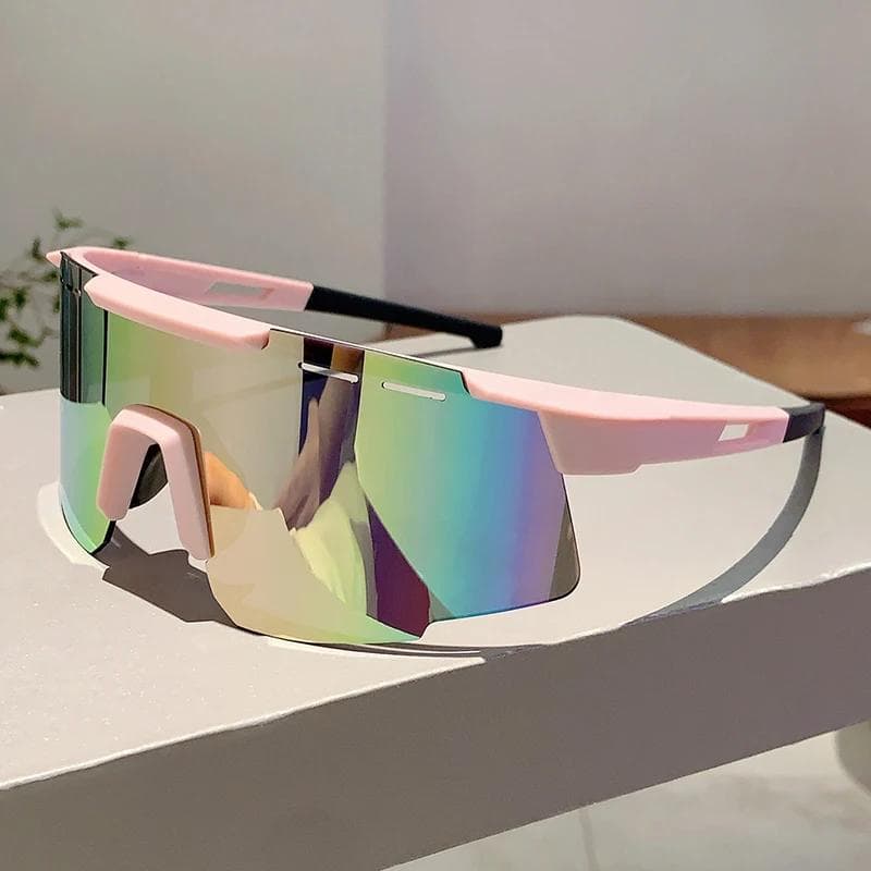 KAMMPT Rimless Mirror Sports Goggles Men Punk Wrapped Round Cycling Shades Anti UV Sun Glasses Futuristic Trendy without case