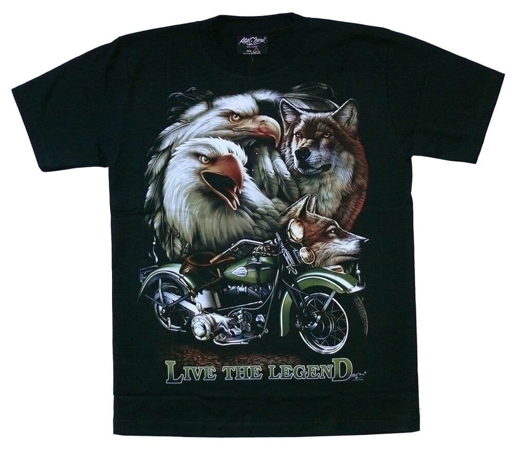 Biker Eagle Wolf Bike Western Motorcycle Wolves Indians Unisex T-Shirt XXXXL