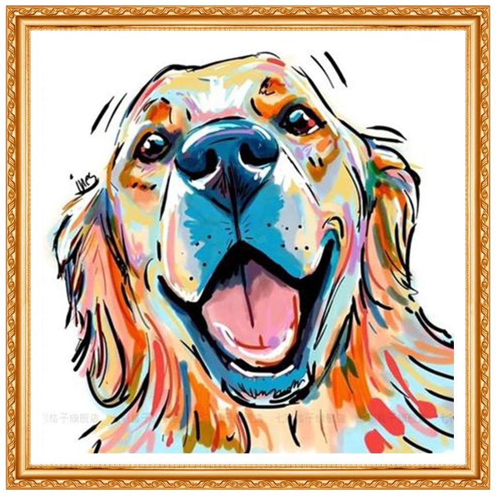 Beauty Colored Dog Diamond Embroidery Full Portrait Diamond Cross Stitch Round Picture of Rhinestone 20X30CM