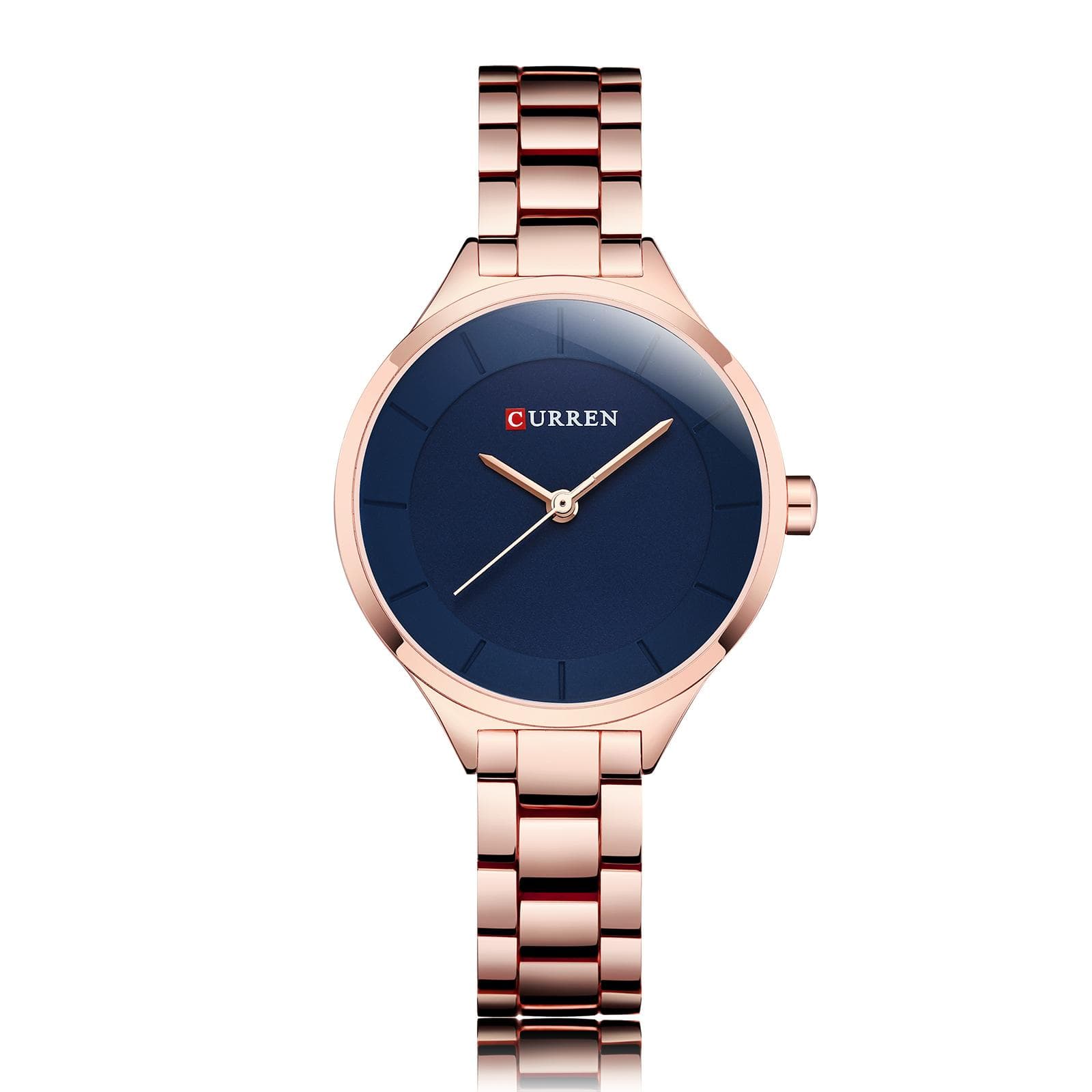 CURREN 9015 Quartz Watch for Women Fashionable Female Dress Watch for Business Casual Waterproof blue/gold