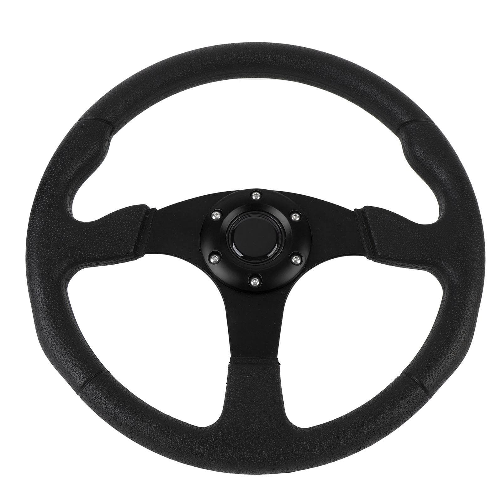 14in Universal Racing Steering Wheel PU Leather Aluminum Frame Universal Fit for 6 Holes Hub black