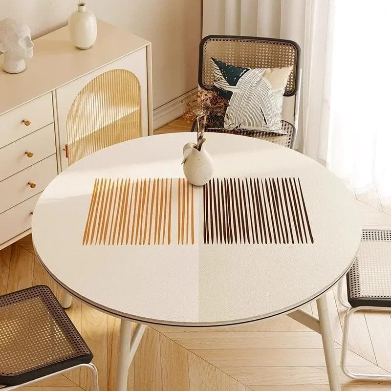 Round Waterproof Tablecloth Pvc Oil-proof Anti-scalding Dining Table Mat Japanese Minimalist Style Home Decoration Tablecloths Diameter 120cm