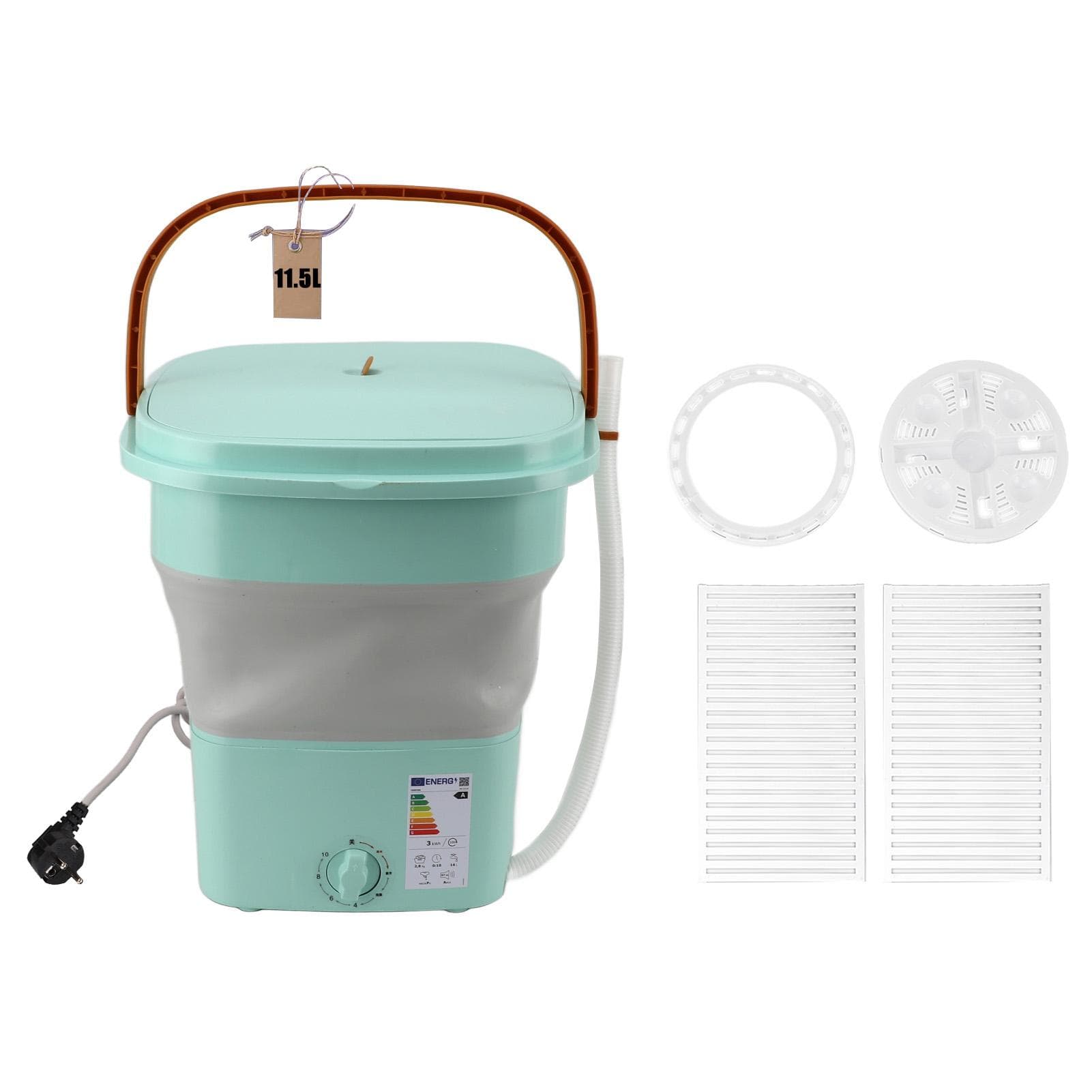 Folding Washing Machine 11.5L Large Capacity Automatic Collapsible Portable Mini Washer for green