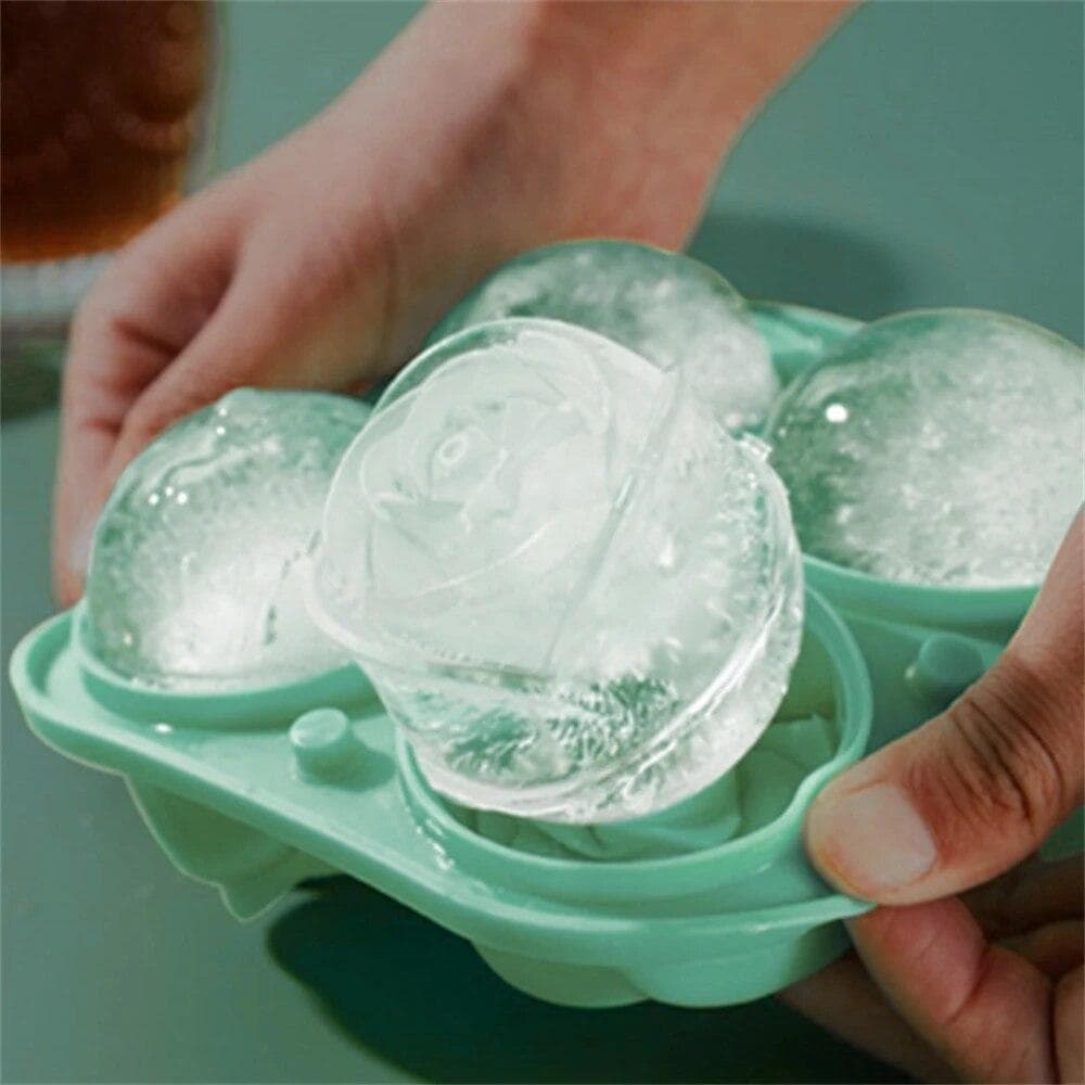 3D Large Ice Cube Trays Rose Ice Molds 4 Giant Cute Flower Shape Ice Silicone Mould For Cocktails Juice Whiskey Freezer
